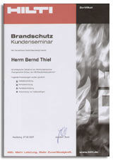 Brandschutzzertifikat Hilti